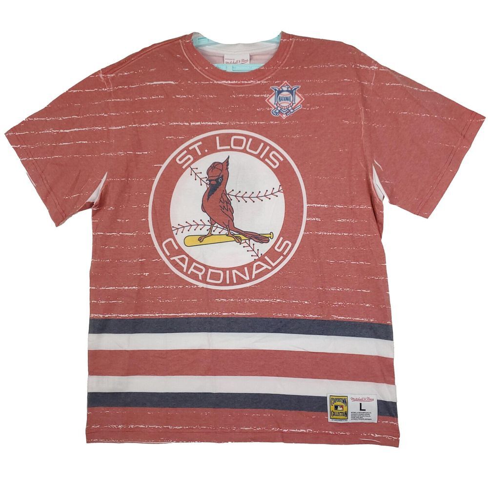 St. Louis Cardinals Mitchell & Ness MLB L Large Shirt Jumbotron 3.0 Red Navy NWT